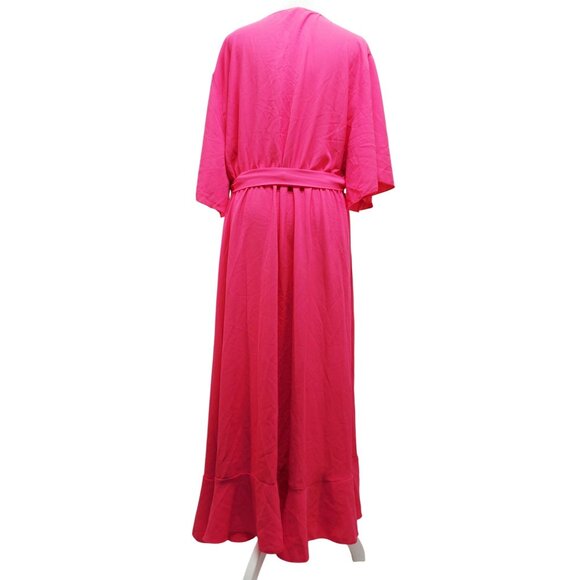 Womens SCOMCHIC Hot Pink Maxi Wrap Dress Size 4XL - Picture 2 of 6